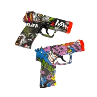 CLICKIT PATTERNED LARGE PISTOL GUN TORCH 10PC GH-7599A