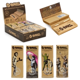 GROLLZ PAPERS BG350A-DIS UNBLEACHED EXTRA THIN 50PC 24CT W/ TIPS / POKER - GRAFFITI 1 1/4