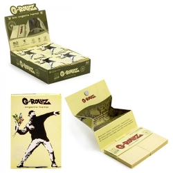 GROLLZ PAPERS BG402B-DIS ORGANIC HEMP EXTRA THIN 50PC 16CT W/ TIPS / TRAY / POKER - GRAFFITI 1 1/4