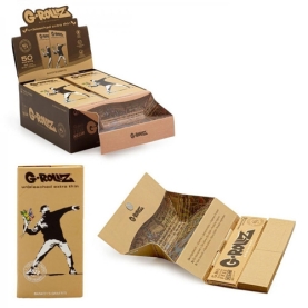 GROLLZ PAPERS BG70B-DIS UNBLEACHED EXTRA THIN 50PC 16CT W/ TIPS / TRAY / POKER - GRAFFITI KS SLIM