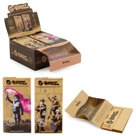 GROLLZ PAPERS BG70C-DIS UNBLEACHED EXTRA THIN 50PC 16CT W/ TIPS / TRAY / POKER - GRAFFITI KS SLIM