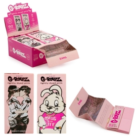 GROLLZ PAPERS BG75C-DIS LIGHTLY DYED PINK 50PC 16CT W/ TIPS / TRAY / POKER - GRAFFITI KS SLIM