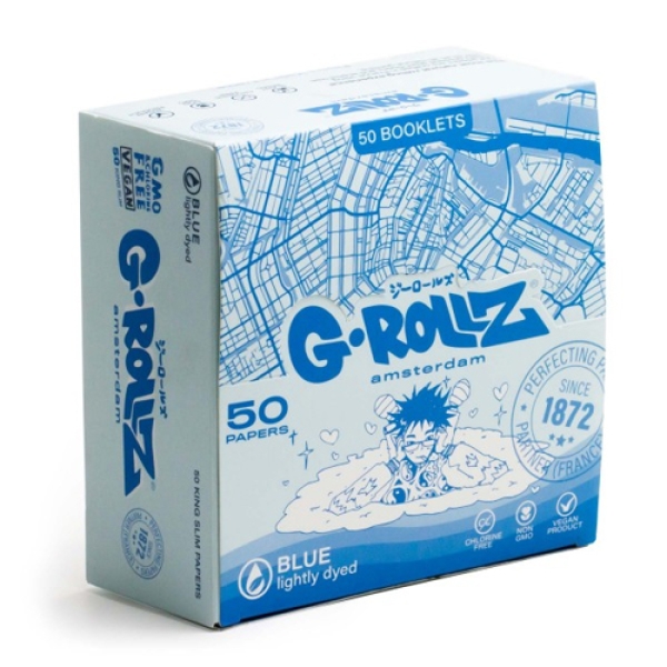 GROLLZ PAPERS GR05A-DIS LIGHTLY DYED BLUE 50PC 50CT - KS SLIM