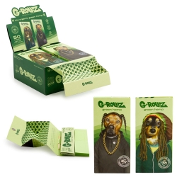 GROLLZ PAPERS PR73A-DIS ORGANIC GREEN HEMP 50PC 16CT W/ TIPS / TRAY / POKER - REGGAE KS SLIM