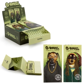 GROLLZ PAPERS PR76B-DIS MEDICAGO SATIVA EXTRA THIN 50PC 16CT W/ TIPS / TRAY / POKER - REGGAE KS SLIM
