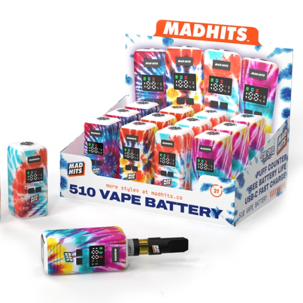 MADHITS 510 BATTERY 12CT MH JLBX - TIE DYE COLLECTION