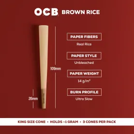 OCB BROWN RICE CONE 24CT UNBLEACHED
