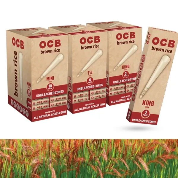 OCB BROWN RICE CONE 24CT UNBLEACHED