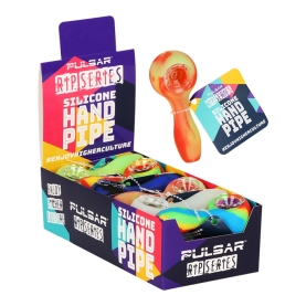 PULSAR RIP SERIES SILICONE HAND PIPE W/ GLASS BOWL 12CT -ASSORTED