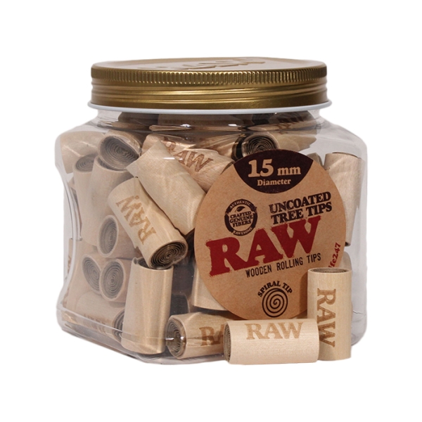 RAW UNCOATED TREE TIPS ROLLIN PAPER JAR 15X30MM 65PK