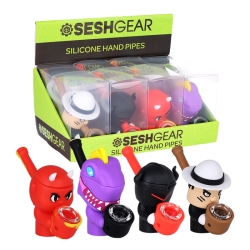 SESHGEAR SILICONE SQUAD SECRET STASH HAND PIPE 4" HP316 8CT - ASSORTRD
