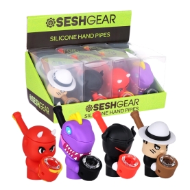 SESHGEAR SILICONE SQUAD SECRET STASH HAND PIPE 4" HP316 8CT - ASSORTRD