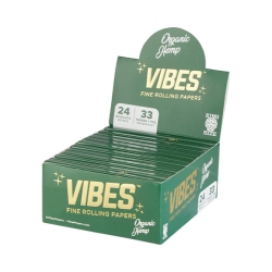 VIBES ORGANIC HEMP PAPER + TIPS KS 33PC 24CT - GREEN