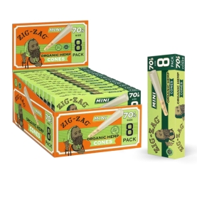ZIG ZAG ORGANIC HEMP PAPER CONES 70MM 8PK