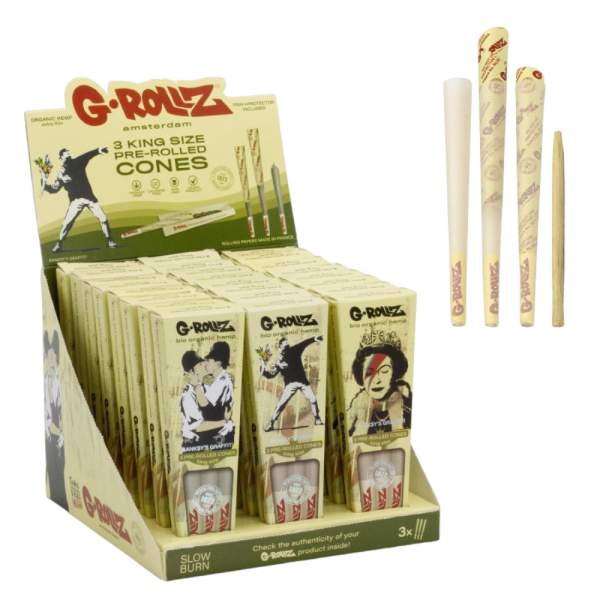 GROLLZ BANKSYS ORGANIC HEMP EXTRA THIN KS CONES 3X24CT