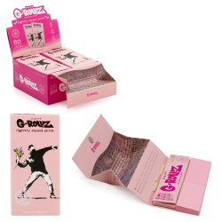 GROLLZ BANKSYS ROLLING PAPER PINK 50PC TIPS TRAY - KING SIZE