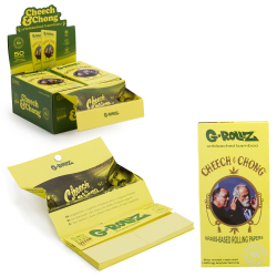 GROLLZ C&amp;C BAMBOO UNBLEACHED ROLLING PAPER 50PC TIPS TRAY - KING SIZE