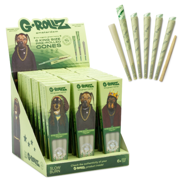 GROLLZ PETS ROCK ORGANIC CONE GREEN 24/6PK - KING SIZE GROLLZ PETS ROCK ORGANIC CONE GREEN 24/6PK - KING SIZE