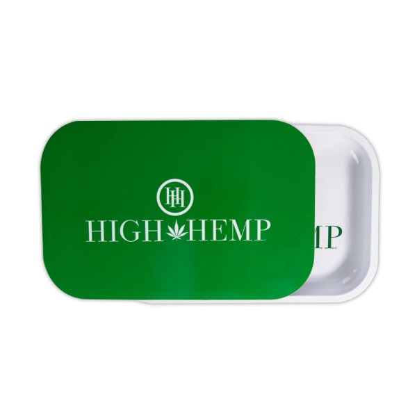HIGH HEMP ROLLING TRAY WHITE & GREEN HIGH HEMP ROLLING TRAY WHITE & GREEN