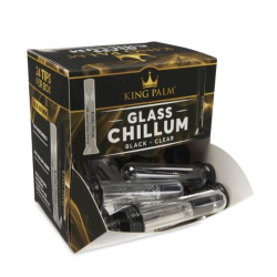 KING PALM GLASS CHILLUM 24CT KP1046 BLACK AND CLEAR