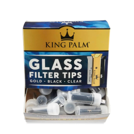 KING PALM GLASS FILTER TIPS 48CT KP-1045 - GOLD, BLACK & CLEAR