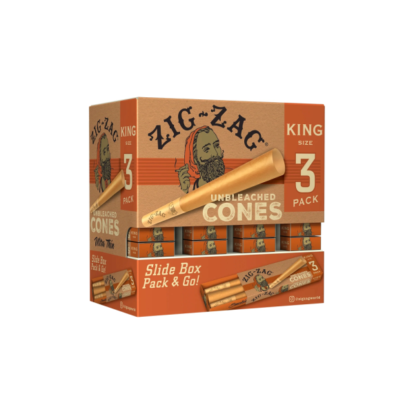 ZIG ZAG UNBLEACHED KING SIZE CONES - 36PK